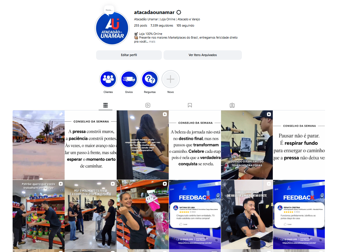 Perfil Instagram @atacadaounamar